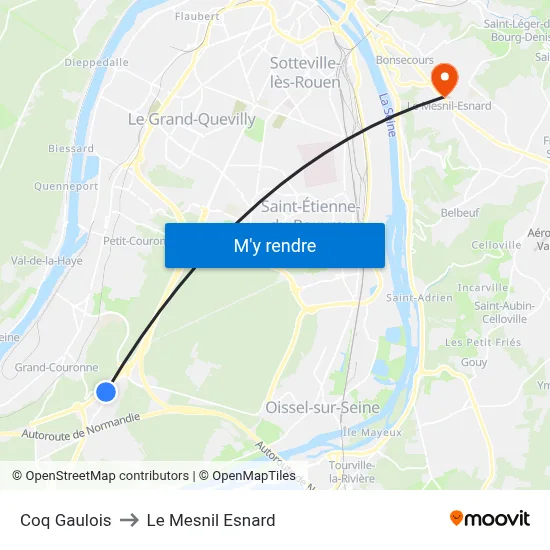 Coq Gaulois to Le Mesnil Esnard map