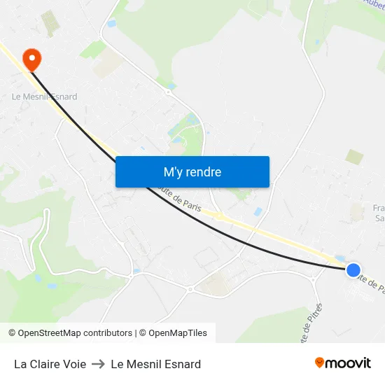 La Claire Voie to Le Mesnil Esnard map