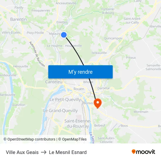 Ville Aux Geais to Le Mesnil Esnard map