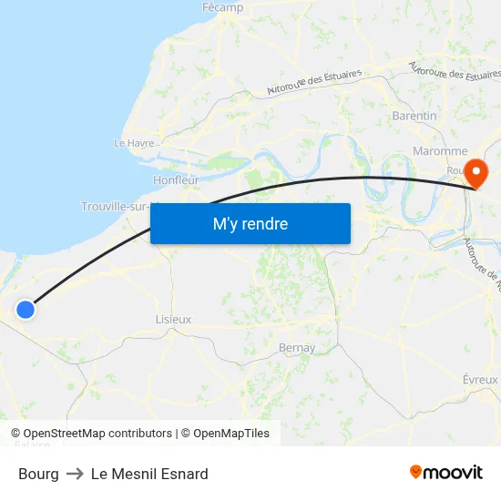 Bourg to Le Mesnil Esnard map