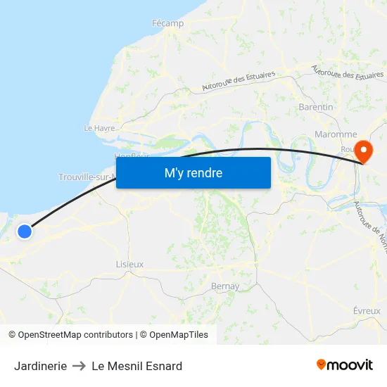 Jardinerie to Le Mesnil Esnard map