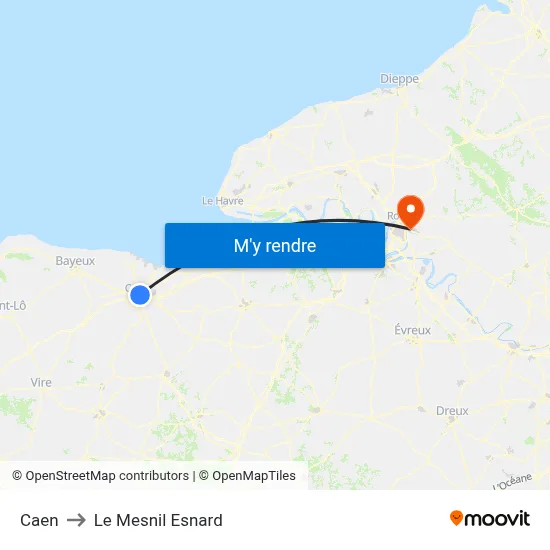 Caen to Le Mesnil Esnard map