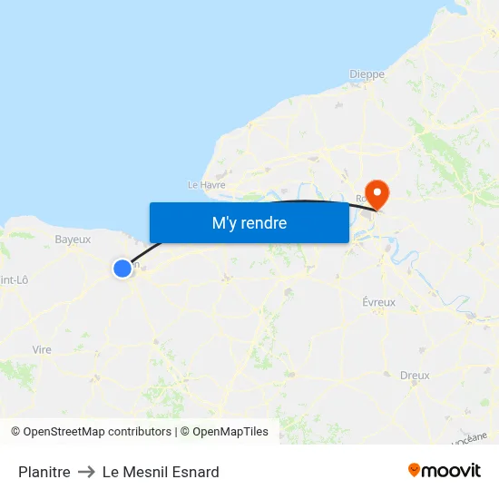 Planitre to Le Mesnil Esnard map