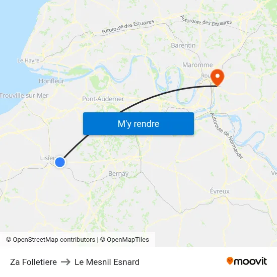 Za Folletiere to Le Mesnil Esnard map