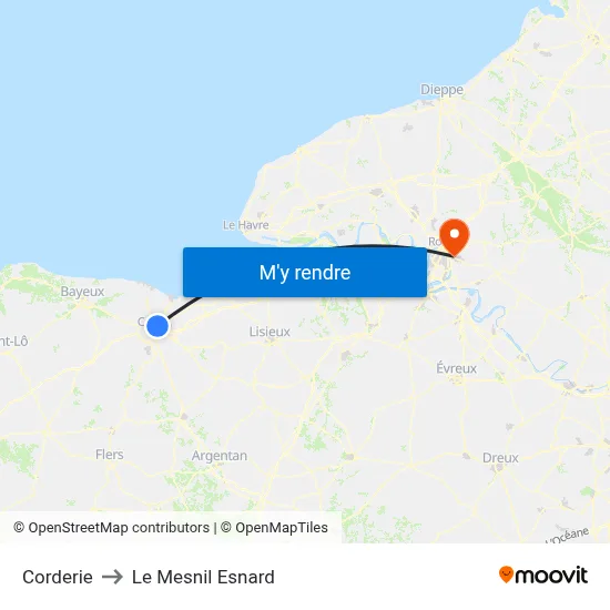 Corderie to Le Mesnil Esnard map