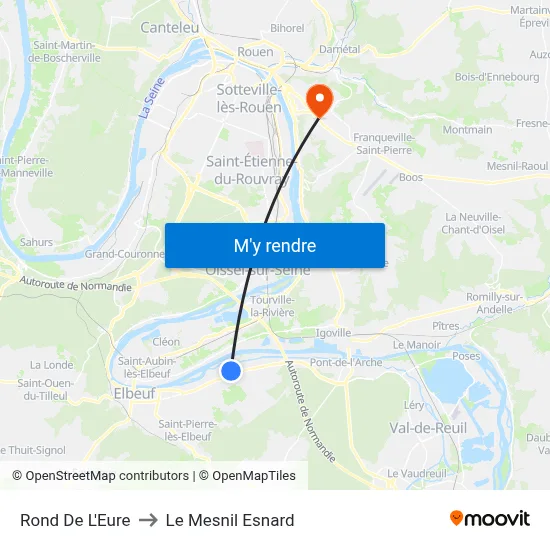 Rond De L'Eure to Le Mesnil Esnard map
