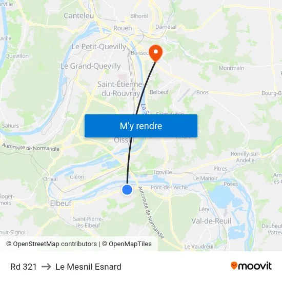 Rd 321 to Le Mesnil Esnard map