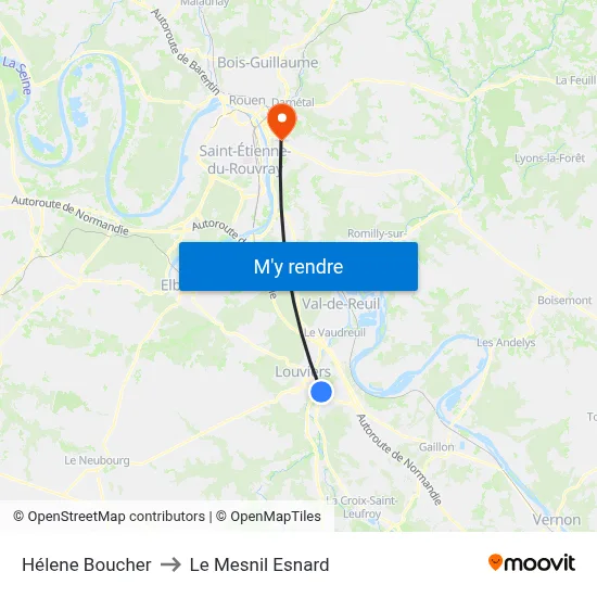 Hélene Boucher to Le Mesnil Esnard map