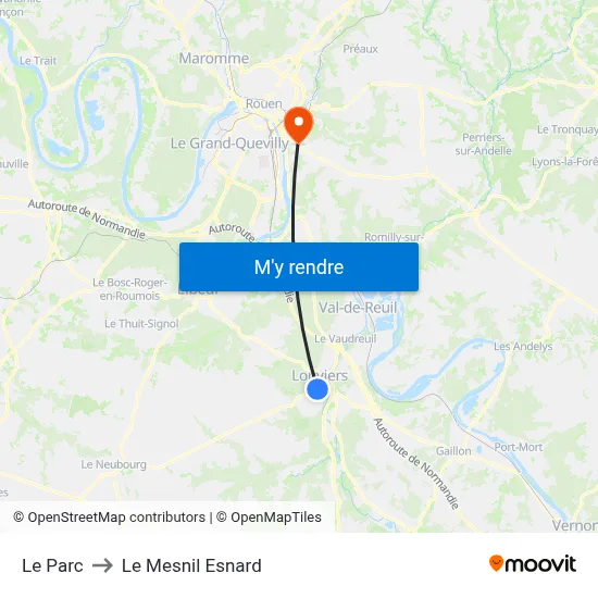 Le Parc to Le Mesnil Esnard map