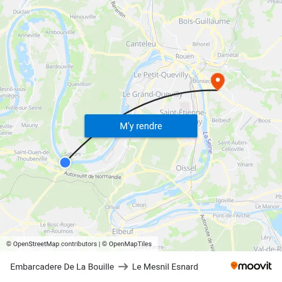 Embarcadere De La Bouille to Le Mesnil Esnard map
