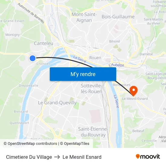 Cimetiere Du Village to Le Mesnil Esnard map