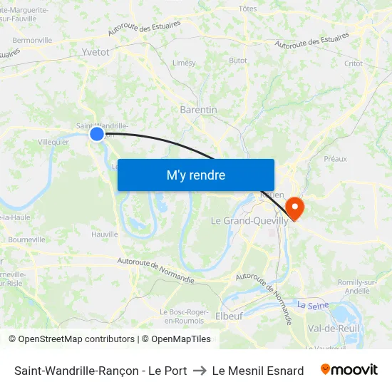 Saint-Wandrille-Rançon - Le Port to Le Mesnil Esnard map