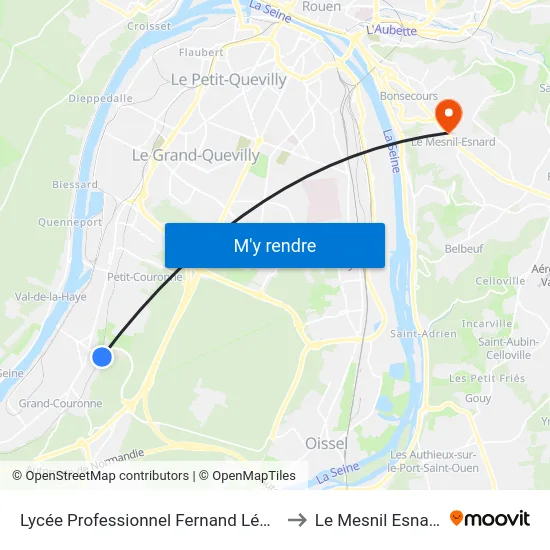 Lycée Professionnel Fernand Léger to Le Mesnil Esnard map