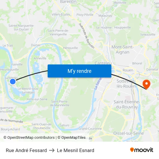Rue André Fessard to Le Mesnil Esnard map