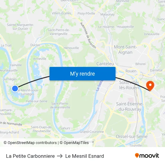 La Petite Carbonniere to Le Mesnil Esnard map