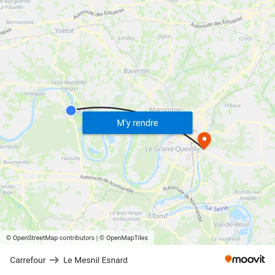 Carrefour to Le Mesnil Esnard map