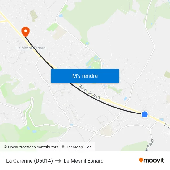 La Garenne (D6014) to Le Mesnil Esnard map