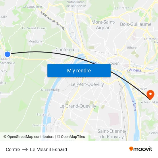 Centre to Le Mesnil Esnard map