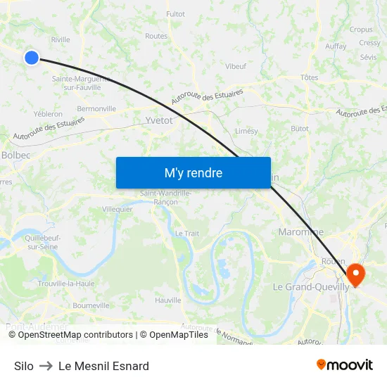 Silo to Le Mesnil Esnard map