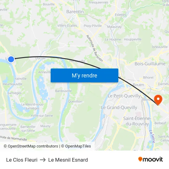 Le Clos Fleuri to Le Mesnil Esnard map