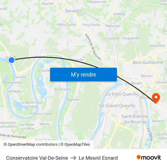 Conservatoire Val-De-Seine to Le Mesnil Esnard map