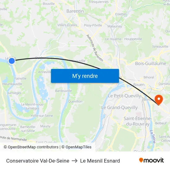 Conservatoire Val-De-Seine to Le Mesnil Esnard map