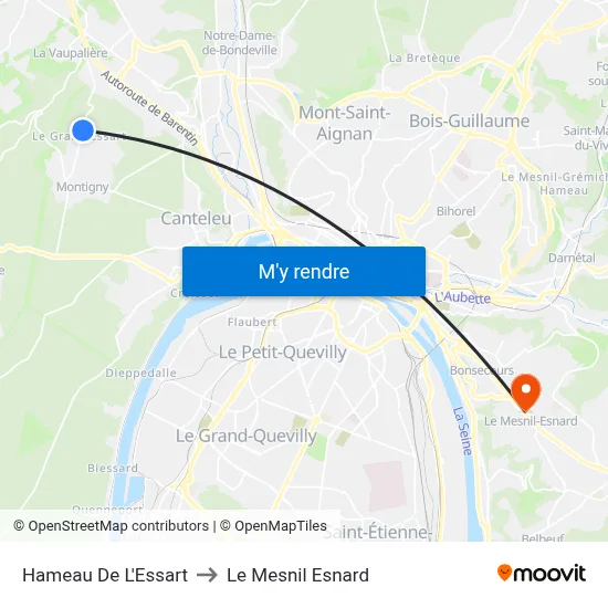 Hameau De L'Essart to Le Mesnil Esnard map