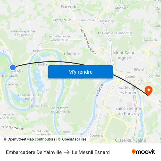 Embarcadere De Yainville to Le Mesnil Esnard map