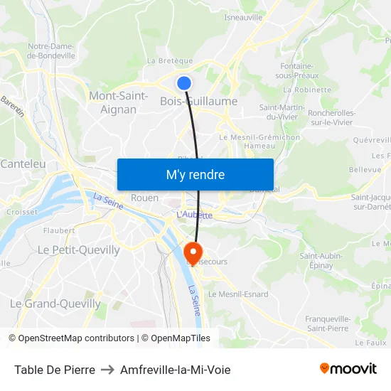 Table De Pierre to Amfreville-la-Mi-Voie map