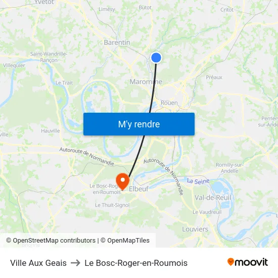 Ville Aux Geais to Le Bosc-Roger-en-Roumois map