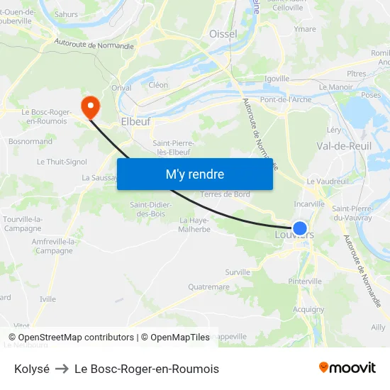Kolysé to Le Bosc-Roger-en-Roumois map