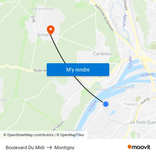 Boulevard Du Midi to Montigny map