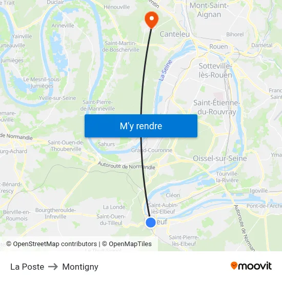 La Poste to Montigny map