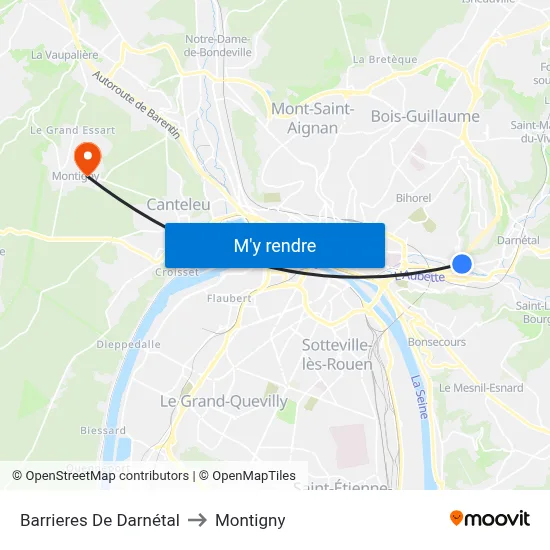 Barrieres De Darnétal to Montigny map