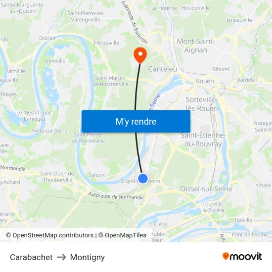 Carabachet to Montigny map