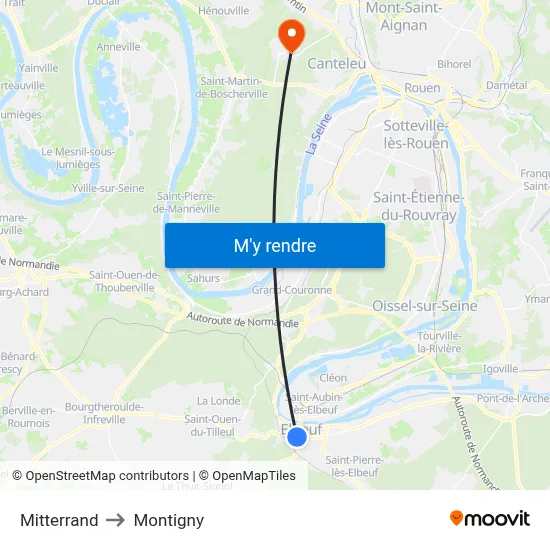 Mitterrand to Montigny map