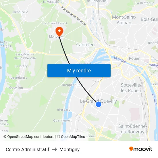 Centre Administratif to Montigny map