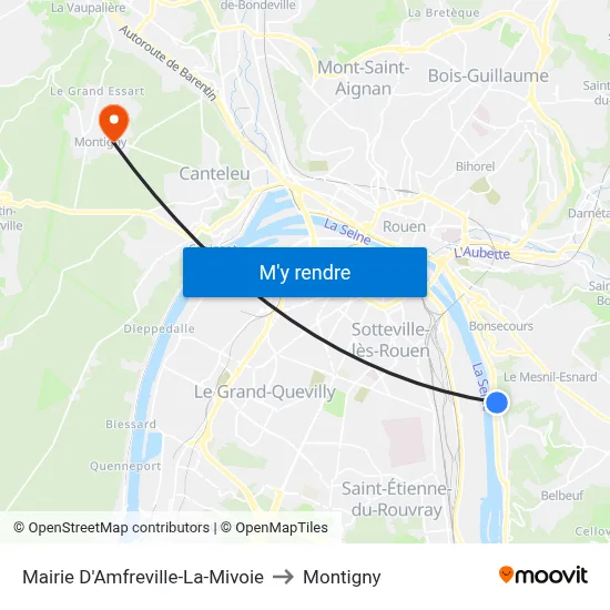 Mairie D'Amfreville-La-Mivoie to Montigny map