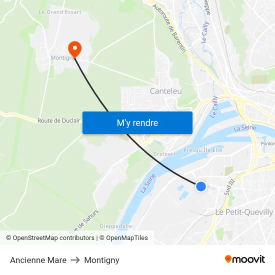 Ancienne Mare to Montigny map