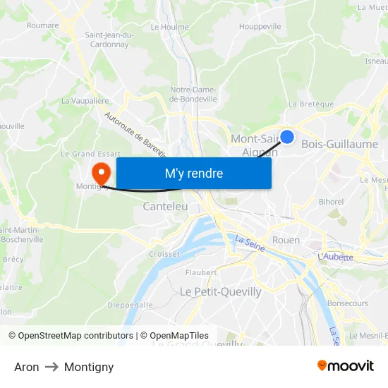 Aron to Montigny map