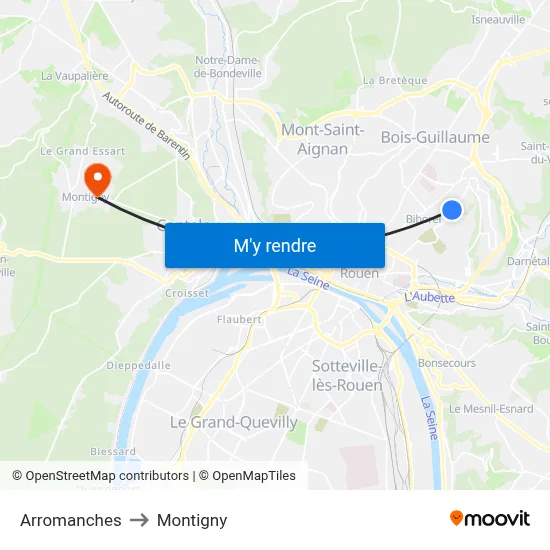 Arromanches to Montigny map