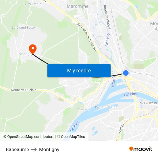 Bapeaume to Montigny map