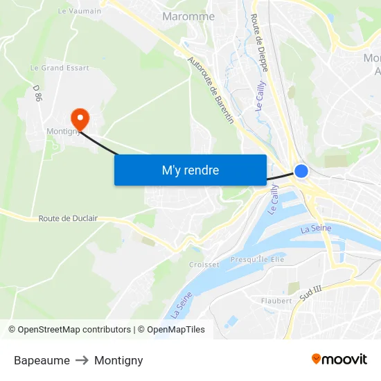 Bapeaume to Montigny map