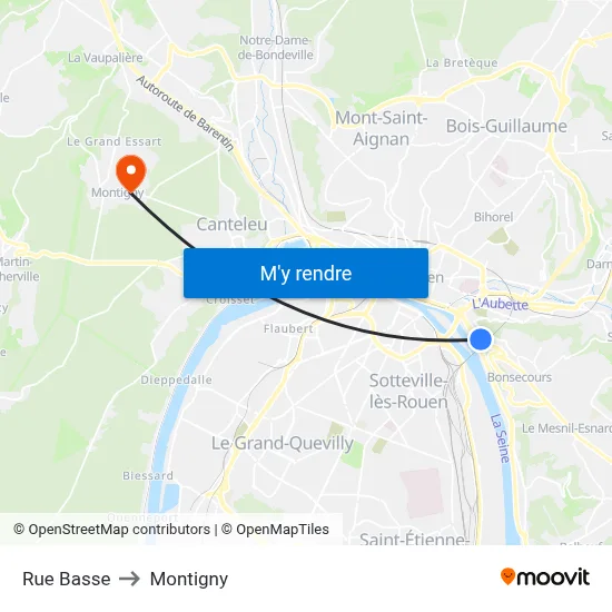 Rue Basse to Montigny map