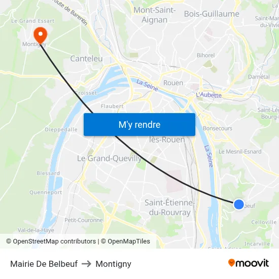 Mairie De Belbeuf to Montigny map