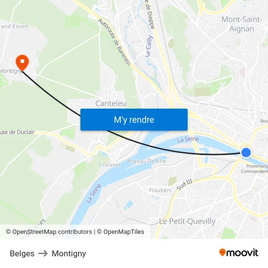 Belges to Montigny map