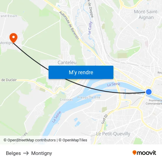 Belges to Montigny map