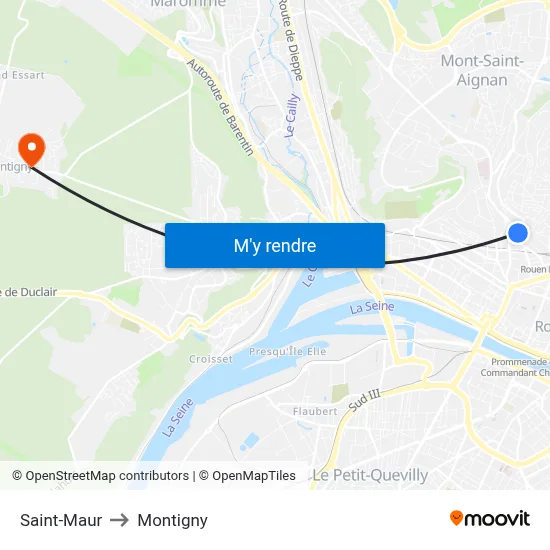 Saint-Maur to Montigny map