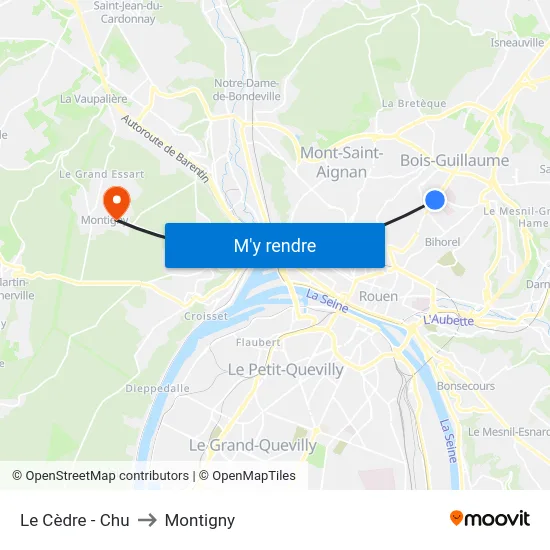 Le Cèdre - Chu to Montigny map