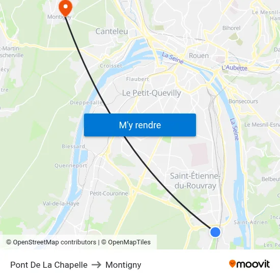 Pont De La Chapelle to Montigny map